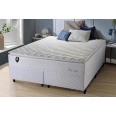 Conjunto Cama Box Solteiro New Moon 88x188x66 Branco c/Molas Ensacadas