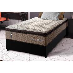 Conjunto Cama Box Cinza Espuma Atlanta Marrom Viúva 128x188x80