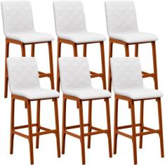 Kit 06 Banquetas Altas Para Cozinha Sala de Jantar Fixa Zoe L02 Facto 