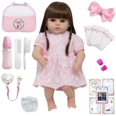 Boneca Tipo Reborn Menina Linda Baby Alive Diversos Itens - Cegonha Re