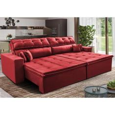 Sofá Retrátil e Reclinável 2,52m Luxos Cama inBox Velusoft Vermelho