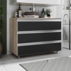 Gabinete Banheiro Joia 80cm com 3 Gavetas e Rodinha - - MOVEIS JOIA