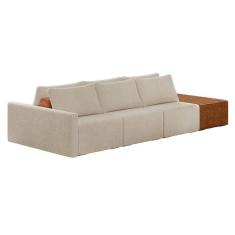 Sofá Ilha 3 Lugares Living 342cm Modulado Lary Bouclê K01 Cor Bege