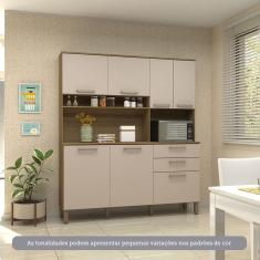 Cozinha Compacta 7 Portas E 2 Gavetas Com Tampo Luciane Móveis Carvalho Cinnamon