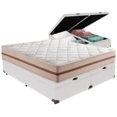 Cama Box Baú Branco e Colchão Classic 26 cm Molas ensacadas Queen Anjo