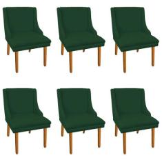Kit 6 Cadeiras de Jantar Suede Verde Pés Palito - D'ROSSI