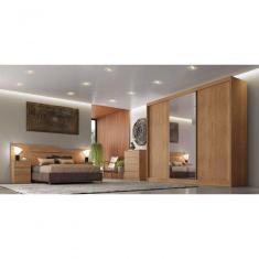 Guarda Roupa Casal Com Espelho 3 Portas 8 Gavetas - Sollo-cumaru - Móveis Horizonte