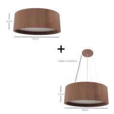 Kit Plafon Redondo Madeira 40cm + Pendente Redondo 40cm - Adrilustres,