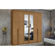 Guarda Roupa Casal 6 Portas (2 c/ Espelho) e 4 Gavetas Alonzo New Amên
