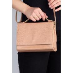 Bolsa pequena tiracolo de couro croco Deise-Feminino
