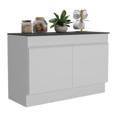 Balcão Cozinha Gabinete Pia 120cm 2 Portas Com Rodapé Veneza Multimóveis Mp2239 Branco Branco