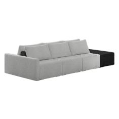Sofá Ilha Modular Living Com Puff 342cm Georgia Z08 Boucle Cinza/preto - Mpozenato
