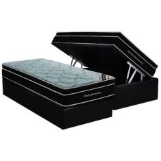 Conjunto Box Baú Solteiro: Colchão Espuma Ortobom SuperPocket Elegant 