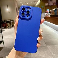 Capa de telefone de silicone fosco para iPhone 14 13 12 11 Pro Max Mini XR XS Max X 8 7 14 Plus SE 2020 Lente de câmera Portector Capa macia, azul Klein, para iPhone 11 Pro