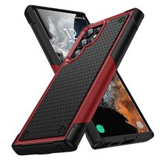 Capa de armadura à prova de choque para Samsung Galaxy S22 Ultra S23 S22 Plus S21 FE S20 A53 A73 A33 A12 Híbrida Rugged PC Silicon Phone Cover, Black Red, For Galaxy A73 5G