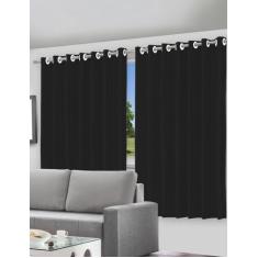 Cortina Blackout Preto Com Ilhós - 280X220cm - Vida Pratika