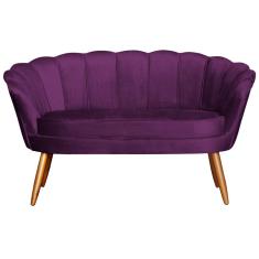 Namoradeira Estofada 2 Lugares Para Sala Comercial Pétala Veludo Roxo - LM DECOR