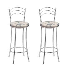 Kit 2 Banquetas Cromadas BC26-B E516 Cromado/Bege