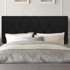 Painel Estofada Istambul Botão Capitonê 195cm King Size Para Cama Box Quarto Suede Preto - Gat Magazine