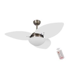 Ventilador De Teto Bronze 3 Pás Branco 127V C/ Controle