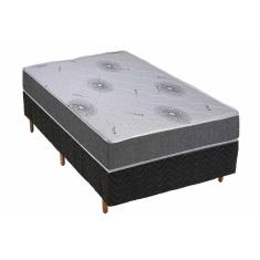Cama Box Solteiro: Colchão Espuma Polar D33 Pérola Premium + Base crc Rústico Black(88x188)