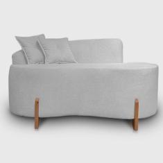 Sofá Curvo Pé de Madeira 2 Lugares Feijão Forma Orgânica Bouclé - Alia