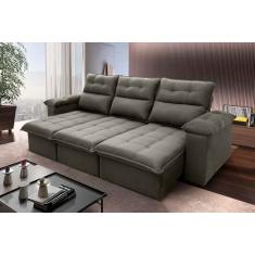 Sofá Retrátil Reclinável Verona 2.30m Suede Velut Marrom Claro Molas no Assento - King House