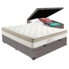 Cama Box Com Baú Cinza E Colchão Casal King Best Anjos