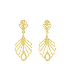 Brinco Com Detalhes Vazados Lindo Folheado A Ouro18K