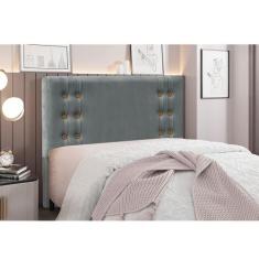 Cabeceira Cama Box Casal 140 cm Gênova Veludo Cinza S04 - D'Rossi - DR
