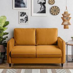 Sofá Orquídea 2 Lugares em Veludo CabeCasa MadeiraMadeira Amarelo