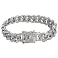 haoyueer Coleira de corrente para cães, diamante, elos cubanos, coleira para cães, 13 mm de largura, corrente de metal para gatos, coleira de cristal, acessórios para filhotes, pequenos, médios,