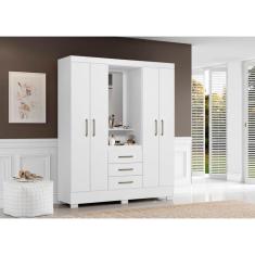 Guarda Roupa Casal Capelinha Com Espelho Paris Branco - Aramóveis