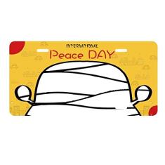 DIYthinker Placa de carro com textura de linha irregular para decoração de carro, dia da paz