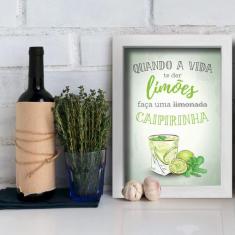 Quadro Cozinha e Bar Frase Caipirinha 22x32cm Moldura Branca - Quartin