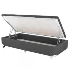 Cama Box Baú Solteiro Poliéster 78X188cm - Genki Kenko Colchões, CINZA