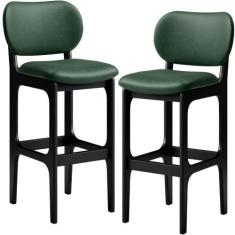 Kit 2 Banquetas Alta Bar Cozinha Sala Jantar Fixa Betta L02 Preto Fact