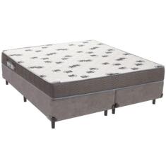 Cama Box Cinza E Colchão Light Espuma D33 Queen Ortobom