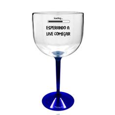 8 Taças Gin Transparente Com Base Azul Personalizada Para Live