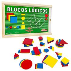 Blocos Lógicos De Madeira Brinquedo Didático E Matemático Carimbras