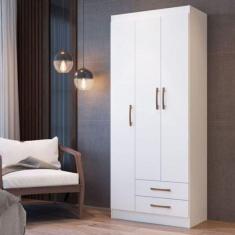 Guarda Roupa Solteiro Treviso 3 Portas 2 Gavetas Branco - Doripel