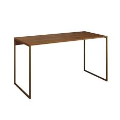 Mesa para Escritório Industrial Base Ferro Dourado Tampo Mdp Amêndoa 1