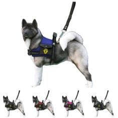 Coleira De Cachorros Grandes Porte Peitoral Com Bolso Lateral + Guia C