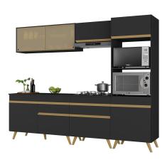 Cozinha Completa Multimóveis Veneza GB FG3715  com Armário e Balcão Preta