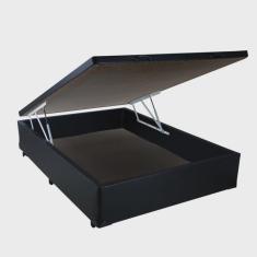 Cama Box Baú Casal Universal AColchões Preto 41x138x188