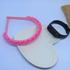 Kit Relógio Infantil Menina Digital Led Bracelete Silicone Prova água 