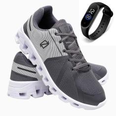 Tênis Masculino Esportivo Academia Caminhada Ultra Leve Com Relógio-Masculino