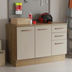 Balcão Multiuso 120cm 2 Portas 3 Gavetas Rustic - MADESA