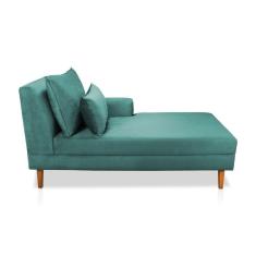 Divã Chaise Jade 1,60 Cm Pés Chanfrado Veludo Azul Tiffany