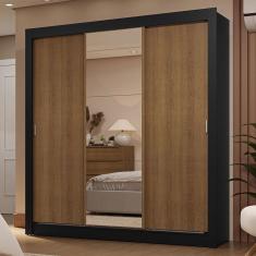 Guarda-roupa Casal 3 Portas Correr Espelho 2 Gavetas